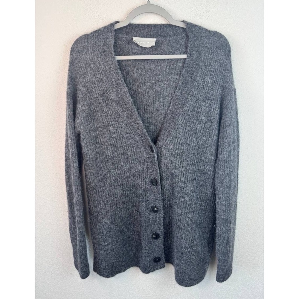 Everlane Alpaca Merino Wool Cardigan Sweater Women's XS Gray Oversized Cozy Knit